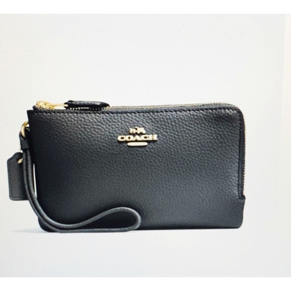 Coach Black Double zip Wristlet NWT